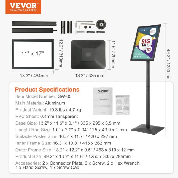 Poster Stand, Heavy-Duty Floor Standing Sign Holder Metal Base Display - Image 3